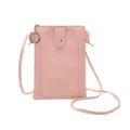 Bolso bandolera pequeño rosa minimalista elegante para móvil con botón dorado chic - 14.5*1.5*19.5cm / Rosa Claro