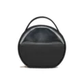 Draagbare zwarte ronde make-up tas met transparant venster voor reizen en opslag - Zwart