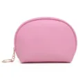 Draagbare roze halfronde make-uptas met Saffiano-textuur en gouden sleutelhanger - 17x6x12cm / Dieproze