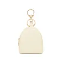 Mini gebroken witte PU-leren schelp portemonnee met gouden sleutelhanger voor oortjes - 8*4*9cm / Wit