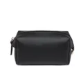 Draagbare zwarte waterdichte PU-leren cosmetische tas met een luxe saffiano-textuur - S / Zwart