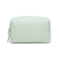 Beauty case impermeabile in PU verde menta con elegante trama Saffiano per viaggio - 17x7x10cm / Verde chiaro