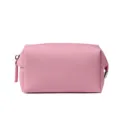 Compacte roze PU-leren make-uptas voor op reis met kruislingse textuur en ritssluiting - S / Roze