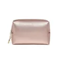 Borsa cosmetica in pelle PU oro rosa impermeabile con finitura Saffiano testurizzata - 17x7x10cm / Champagne