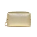 Borsa cosmetica portatile in pelle PU dorata impermeabile con finitura metallica ruvida - 17x7x10cm / Oro