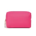 Vibrante borsa cosmetica rosa acceso in pelle PU impermeabile per viaggi e trucco - 17x7x10cm / Rosso rosa