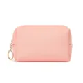 Elegante trousse per trucchi in pelle PU rosa con anello per cerniera dorato per il viaggio - 17x7x10cm / Rosa Gamberetto