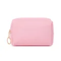 Borsa cosmetica rosa impermeabile in pelle PU con cerniera ad anello dorata elegante - 17x7x10cm / Rosa Brillante