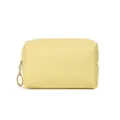 Borsa da trucco minimalista in pelle PU gialla impermeabile con un anello d'oro - 17x7x10cm / Giallo brillante