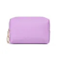 Borsa da trucco in pelle PU lavanda con trama Saffiano e anello con cerniera dorato. - 17x7x10cm / Viola scuro