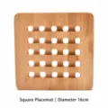 Natural square hollow bamboo heat insulation placemat for dining table, 16cm size - Diameter 16cm / Square Grid Mat