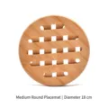 Round hollow bamboo trivet heat insulation mat 18cm diameter for kitchen dining - Medium Round Mat 18cm