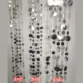 Silver wedding sequin curtain mirror disc string curtain for wedding party decoration 1m - 5+3cm / 10 Strips (1m Length) / Silver