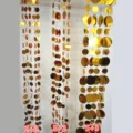 Gold wedding sequin curtain mirror background hanging string party decoration 100cm - 5+3cm / 10 Strips (1m Length) / Gold