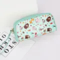 Pochette de rangement vert menthe avec motifs d'animaux de dessin animé et fermeture éclair - Vert clair / 21*8*11cm