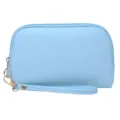 Bolsa de cosméticos impermeable de cuero PU azul claro y monedero portátil con asa - 19.5*2.5*13.5cm / Azul