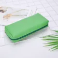 Minimalistisches grünes PU-Leder Federmäppchen und wasserdichte Kosmetiktasche für Damen - Grün