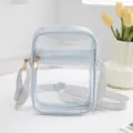 Stylish transparent PVC waterproof crossbody bag with light blue trim for daily travel use - Gray
