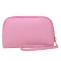 Kleine roze waterdichte PU-lederen cosmetische tas met een handig polsbandje voor de reis - 19.5*2.5*13.5cm / Dieproze