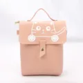 Schattige roze kleine PU-leren handtas met witte cartoon kattenprint voor dames - Lichtroze