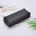Schwarze strukturierte PU-Leder-Kosmetiktasche mit Reißverschluss für Reise und Aufbewahrung - Schwarz