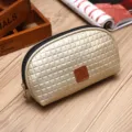 Elegante gouden make-uptas met geweven textuur, draagbare cosmetische opbergtas - 20*6*11.5cm / Schelpstijl / Beige