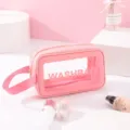 Borsa da viaggio rosa impermeabile di grande capacità con finestra trasparente e zip - Rosa