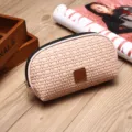 Grote geweven cosmetische tas draagbare make-up tas voor huidverzorging in roze - 20x6x11.5cm / Huidskleur