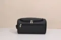 Professionele zwarte PU-lederen toilettas met elegante gouden ritsen voor op reis en make-up - 26*15*14cm / Zwart