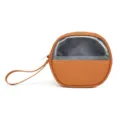 Borsa per trucco rotonda minimalista in PU semitrasparente con cinturino da polso da viaggio - Borsa Trucco Rotonda (90107) / 17x7x15cm / Marrone