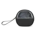 Draagbare ronde waterdichte make-uptas met PVC-venster en zwarte PU-lederen basis - Ronde Cosmetische Tas (90107) / 17x7x15cm / Zwart