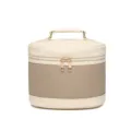 Grande borsa da toilette da viaggio portatile con motivo a trama e manico robusto - Taglia M / Beige Giuntatura Albicocca