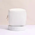 Borsa da trucco bianca in PU impermeabile da viaggio - Stile Quadrato (9099) / Bianco