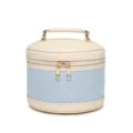 Große blaue gewebte und cremefarbene Reise-Kulturtasche mit goldenem Reißverschluss - M / Beige & Blau