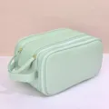 Minzgrüne wasserdichte PU-Kulturtasche mit drei geräumigen Reißverschlussfächern - 3-Schicht-Stil (9097) / Grün