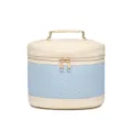 Tragbare Kosmetiktasche für Reisen mit hellblauem Webmuster und großem Fassungsvermögen - Kurze Version / Beige & Blau