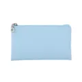 Minimalistische lichtblauwe PU-lederen make-uptas met zilveren ringritssluiting - 19x1x11.5cm / Blauw