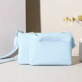 Set van minimalistische lichtblauwe PU-leren crossbodytassen met gearceerde textuur voor dames - Lichtblauw