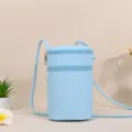 Lichtblauwe Saffiano PU-lederen cilindrische telefoon crossbodytas voor de zomer - Hemelsblauw