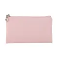 Compacte roze PU-leren cosmetica tas met kruisarcering textuur en zilveren ritssluiting - 19x1x11.5cm / Lichtroze