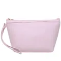 Roze PU lederen cosmetische tas draagbare make-up etui effen kleur polsband met rits - Lichtroze