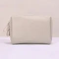 Minimalistische beige wasserdichte PU-Leder Reise Kosmetiktasche mit Doppel-Reißverschluss - Rechteckiger Stil (1000) / Nude Beige