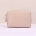 Tragbare beige wasserdichte PU-Leder Kosmetiktasche für Reisen und Toilettenartikel - Rechteckiger Stil (1000) / Hellrosa