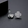Elegant silver four-petal flower stud earrings with sparkling cubic zirconia stones - White Flower (E21011702-Rh) / Silver Style