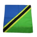 Bandana cuadrada con el vibrante diseño diagonal de la bandera de Tanzania, accesorio - 55x55cm / Azul Amarillo Negro y Verde