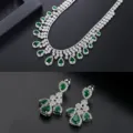Conjunto de joyas de collar con flecos y pendientes de circón verde vintage de lujo - Conjunto De Collar Y Pendientes (ZSALI-001-Gn)