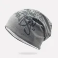 Grey hip-hop graffiti slouchy beanie for men and women - One Size / Unlined / Light Gray