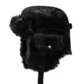 Dicker schwarzer Winterhut aus Cord mit weichem Kunstfellfutter und Ohrenklappen - M (56-58cm) / Schwarz