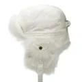 Warme Wintermütze aus weißem Cord mit Plüschfutter aus Kunstfell und Ohrenklappen - M (56-58cm) / Gebrochenes Weiß