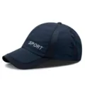 Dunkelblaue atmungsaktive Mesh-Baseballkappe mit SPORT-Stickerei für den Sonnenschutz im Sommer - Verstellbar (Passend für 56-59cm Kopfumfang) / Tiefblau (Kupferschnalle)
